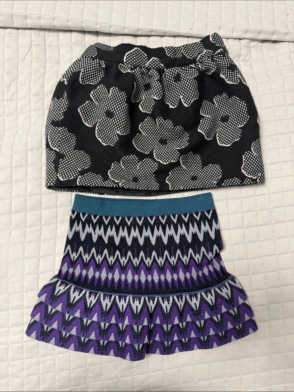 Janie and Jack Black & Purple Patterned Knit Skirt Set